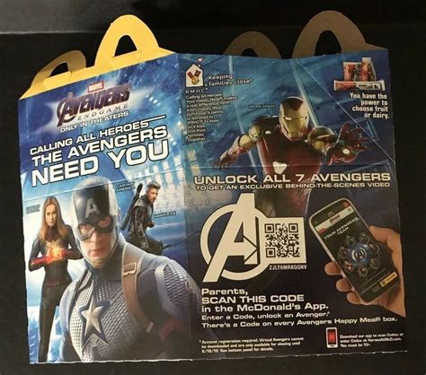 Marvel Avengers Endgame McDonalds Happy Meal Box Captain America ...