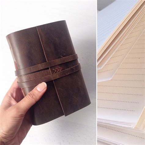 Leather Journal Lined Paper Lined Journal Leather Notebook | Etsy