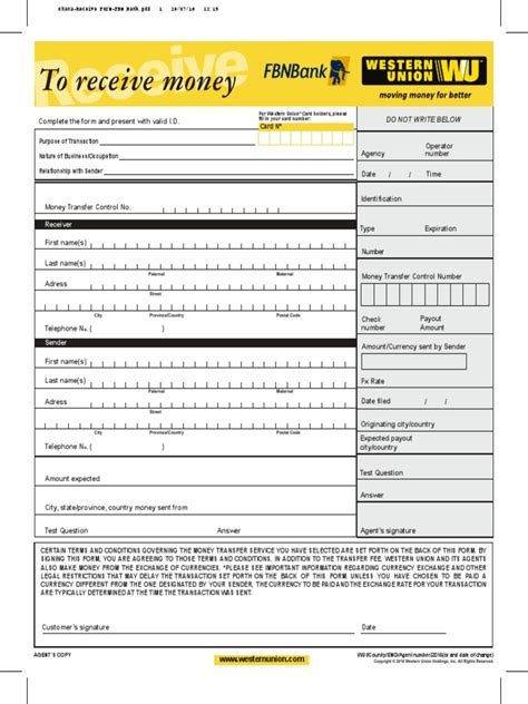 Western Union Money Transfer Receipt PDF | PDF | Wire Transfer ...