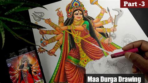 Maa Durga Drawing / Durga Mata ki Drawing /How to draw Durga Maa / Durga Puja Drawing - YouTube