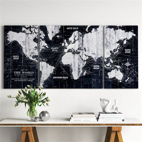 Greyleigh™ Old World Map On Canvas 3 Pieces Print & Reviews | Wayfair