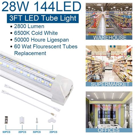 8ft LED Shop Light Fixture, 8 Foot Led Lights, 96'' T8 Integrated LED Tubes, Linkable For Garage ...