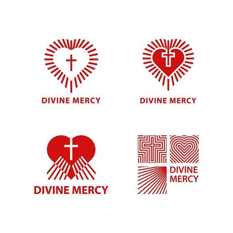 four different logos for divine mercy and divine mercy