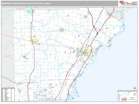 Monroe, MI Metro Area Wall Map Premium Style by MarketMAPS