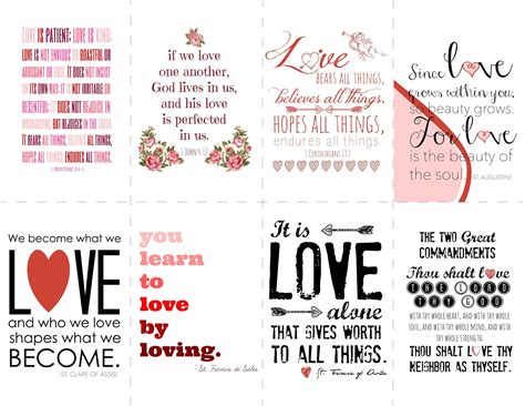 Catholic Valentine Cards {digital download} Saint and Bible Quotes 8.5x11 pages to print and cut ...