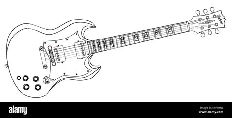 Solid Guitar Line Drawing Stock Photo - Alamy