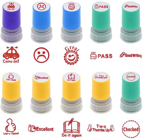 10 Pack Self Inking Stampers, RETON Assorted Funny Praise Pre-Inked ...