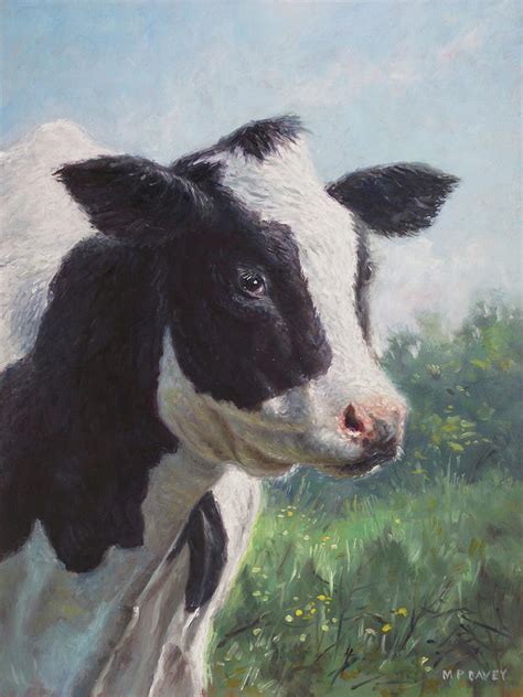 Friesian Cow portrait Painting by Martin Davey - Fine Art America