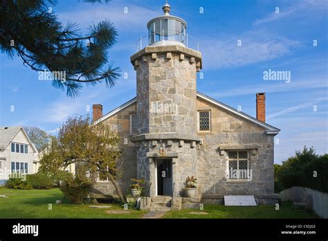 Stonington Harbor Light and the The Old Lighthouse in Stonington Connecticut Stock Photo - Alamy