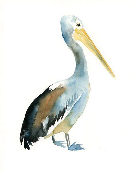 PELICAN Original watercolor painting 8x10inch (Vertical orientation ...