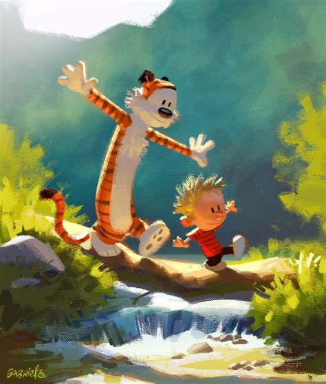 Calvin and Hobbes fan art by Gabriel Soares #ArtStation #ArtStationHQ # ...