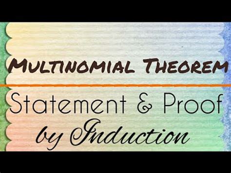 Multinomial Theorem| Statement and proof - YouTube