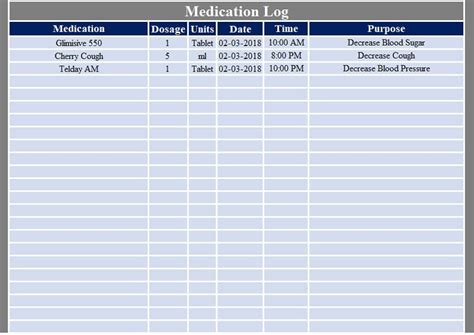 Download Medication Log Excel Template - ExcelDataPro