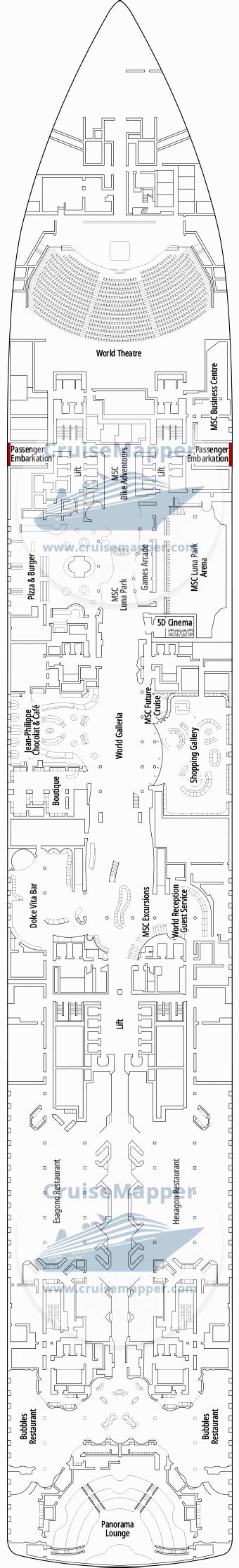 MSC World America deck 6 plan | CruiseMapper