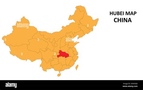 Hubei province map highlighted on China map with detailed state and region outline Stock Vector ...