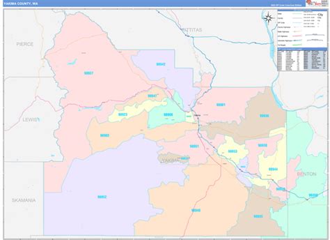 Yakima County, WA Wall Map Color Cast Style by MarketMAPS - MapSales