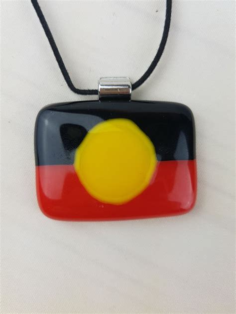 Aboriginal Flag Fused Glass Pendant/ Necklace by | Etsy | Fused glass pendant necklace, Fused ...