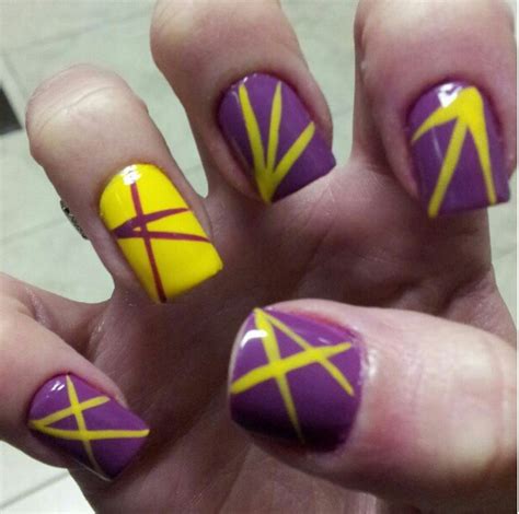 Nail art - yellow and purple nails Yellow Nail Art, Art Addiction ...
