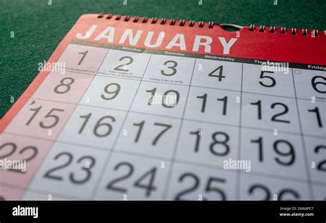 Calendar 2023, January, monthly planner for wall and desk. Close up ...