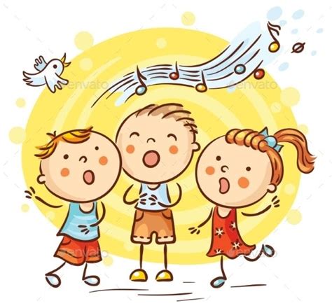 Children Singing Songs Colorful Cartoon | Kids singing, Happy kids, Stick figure drawing