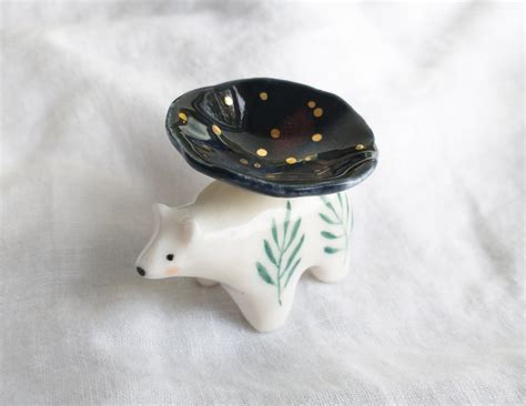 PORCELAIN Polar Bear Ceramic Figurine Miniature Sculpture Animal ...