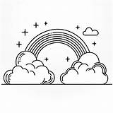Rainbow with Clouds 🌈☁️ Coloring Page sketch template