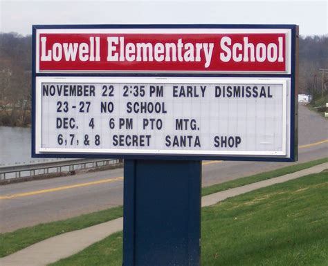 Changeable Copy / Letter Board School Sign, Lowell Elementary School