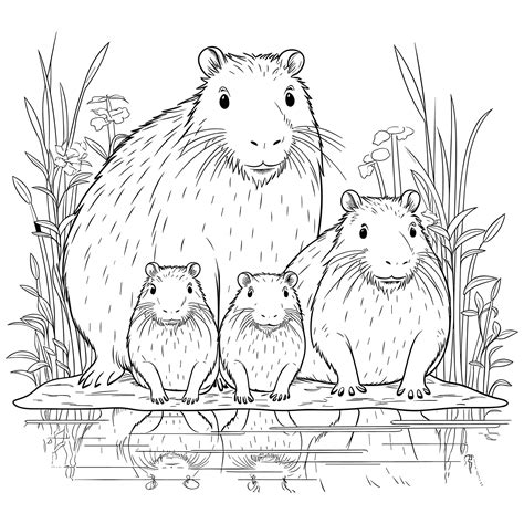 Capybara kids coloring page line art 25535964 Vector Art at Vecteezy