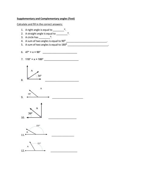 Supplementary And Complementary Angles With Lines And Right Angles Worksheet - Angleworksheets.com