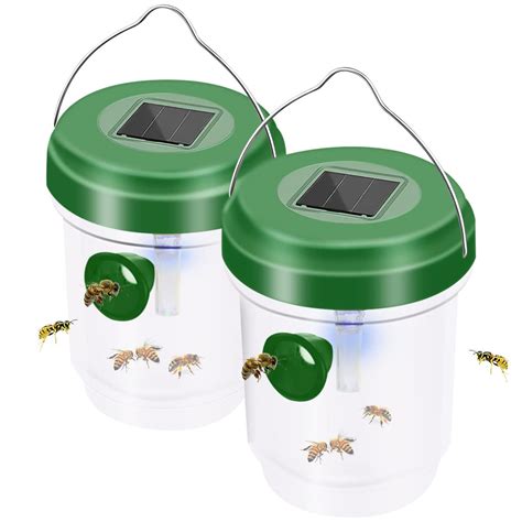 Buy 2 Pack Wasp Trap, Wasp Trap Catcher LED Yellow Jacket Trap Solar ...