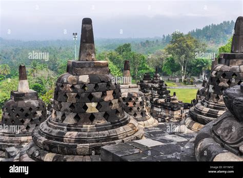 Buddhist temples in Borobudur Temple on Java Island, Indonesia Stock ...