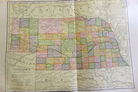 1904 Antique Map Nebraska State Map Encyclopedia Britannica | Etsy