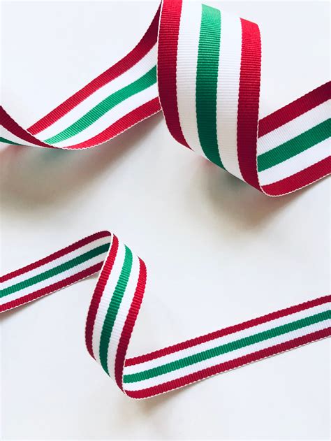 Red White & Green Striped Ribbon by the Yard 3/8 5/8 7/8 - Etsy