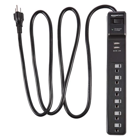 Buy Amazon Basics Rectangular 6-Outlet Surge Protector Power Strip with ...