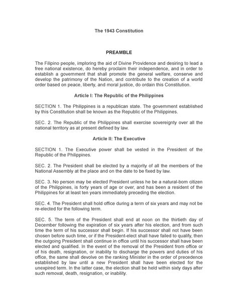 1943 2nd Phil Rep Const - The 1943 Constitution PREAMBLE The Filipino ...