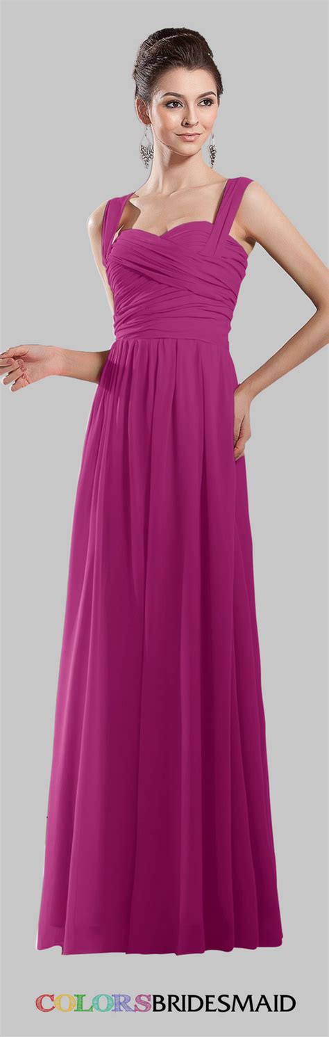 This chiffon long bridesmaid dress in raspberry is custom size. It is ...