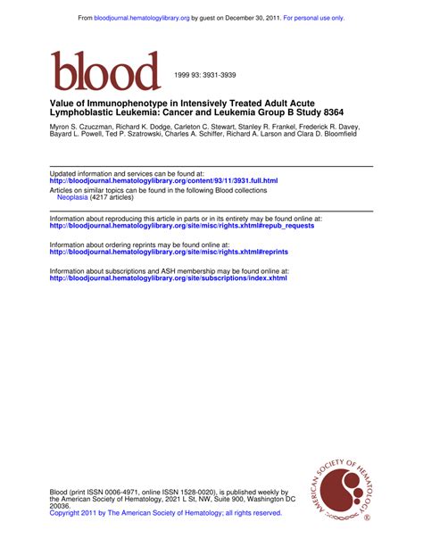 (PDF) Value of immunophenotype in intensively treated adult acute lymphoblastic leukemia: Cancer ...