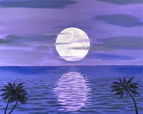 "Moon over the sea". 16 X 20 acrylic on canvas. #gordrussellart.com I ...