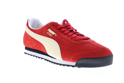 Puma Roma Suede Mens Red Suede Low Top Lace Up Sneakers Shoes 9 | eBay