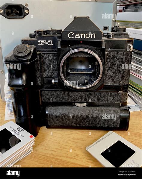 Canon F1 professional 35mm film camera with motor drive film transporter. The rare and vintage ...