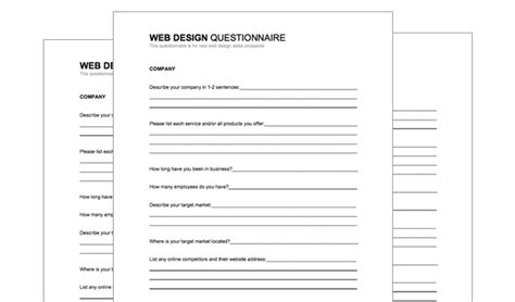 Free Web Design Client Questionnaire