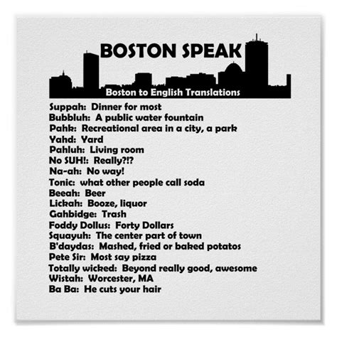 Boston Speak Poster | Éducation, Humour