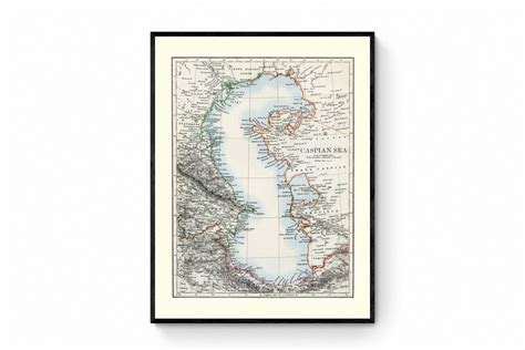 Caspian Sea Map Antique Reproduction Iran Azerbaijan Kazakhstan ...