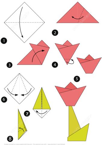 How to Make an Origami Tulip Step by Step Instructions | Free Printable Papercraft Templates