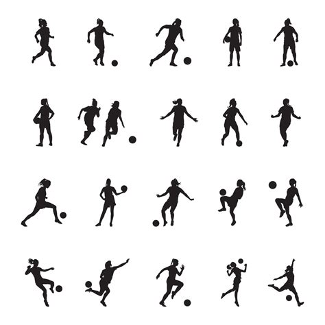 Women Soccer player silhouette, girl player vector, Female soccer ...