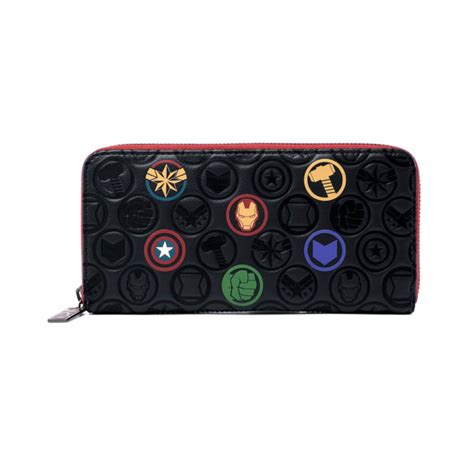 Loungefly Marvel Avengers Debossed Icons Zip Wallet