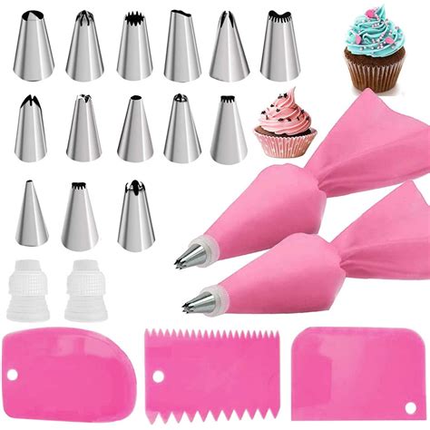 21pcs Piping Bags and Tips set,Reusable Silicone Pastry Bag with ...