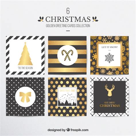 Free Vector | Golden christmas cards