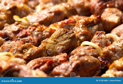 Shashlik on skewers stock photo. Image of piece, shish - 31381686