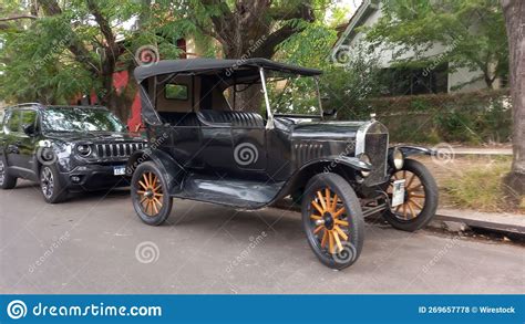 Vintage Car Black 1920s Ford Model T Double Phaeton Parked in the ...